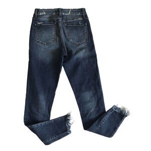 KANCAN Women’s Stretch Jeans Estilo Raw Hem Size 25 Cut 6162 Blue Distressed EUC